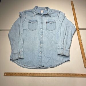 Levi's size Large Light Blue Western Cut Denim Shirt.